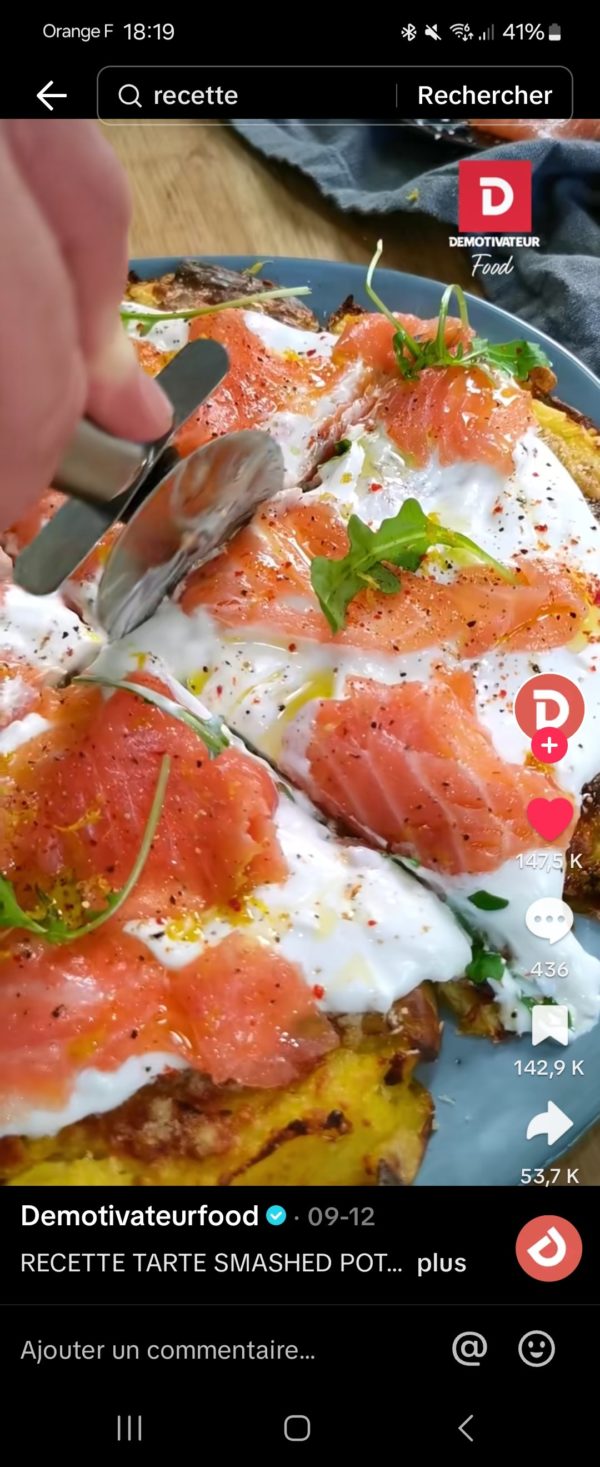 Tarte pomme de terre Saumon Fumé